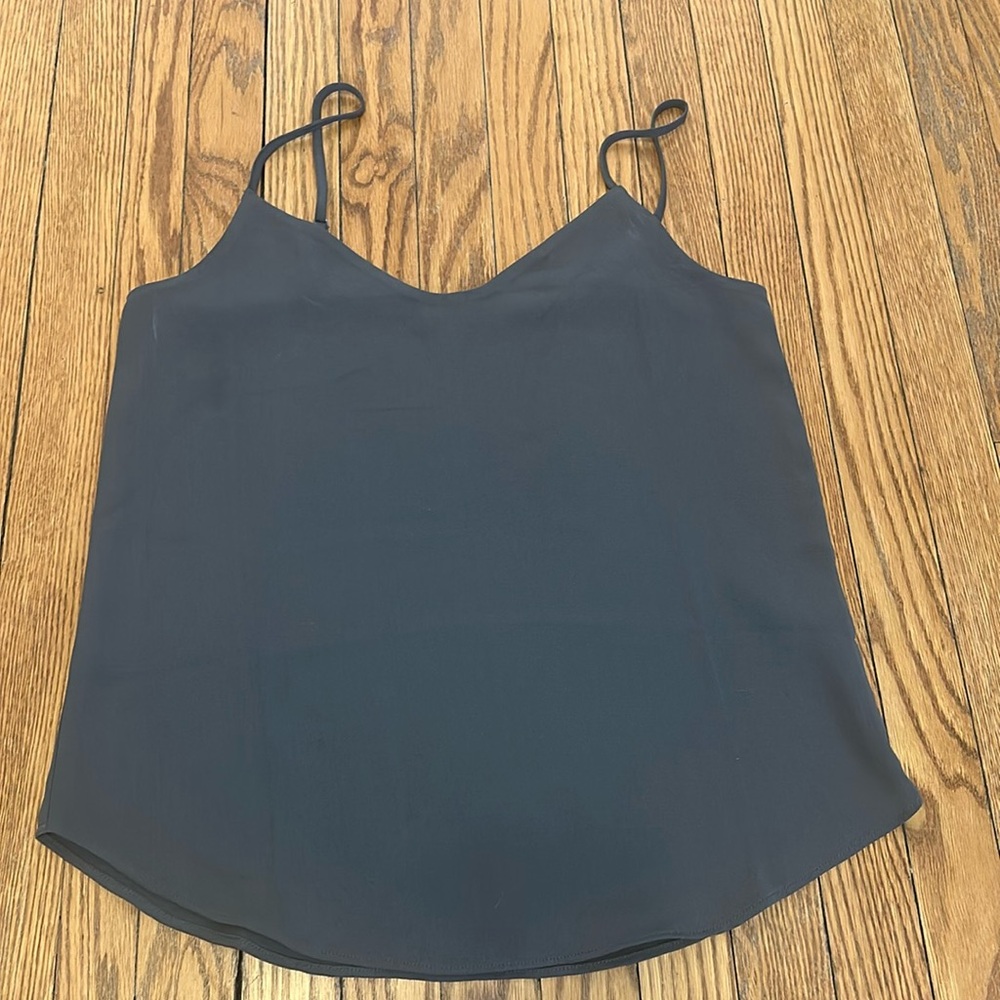 J Crew Size 2 Slate Grey Silky V-Neck Camisole with Adjustable Spaghetti Straps